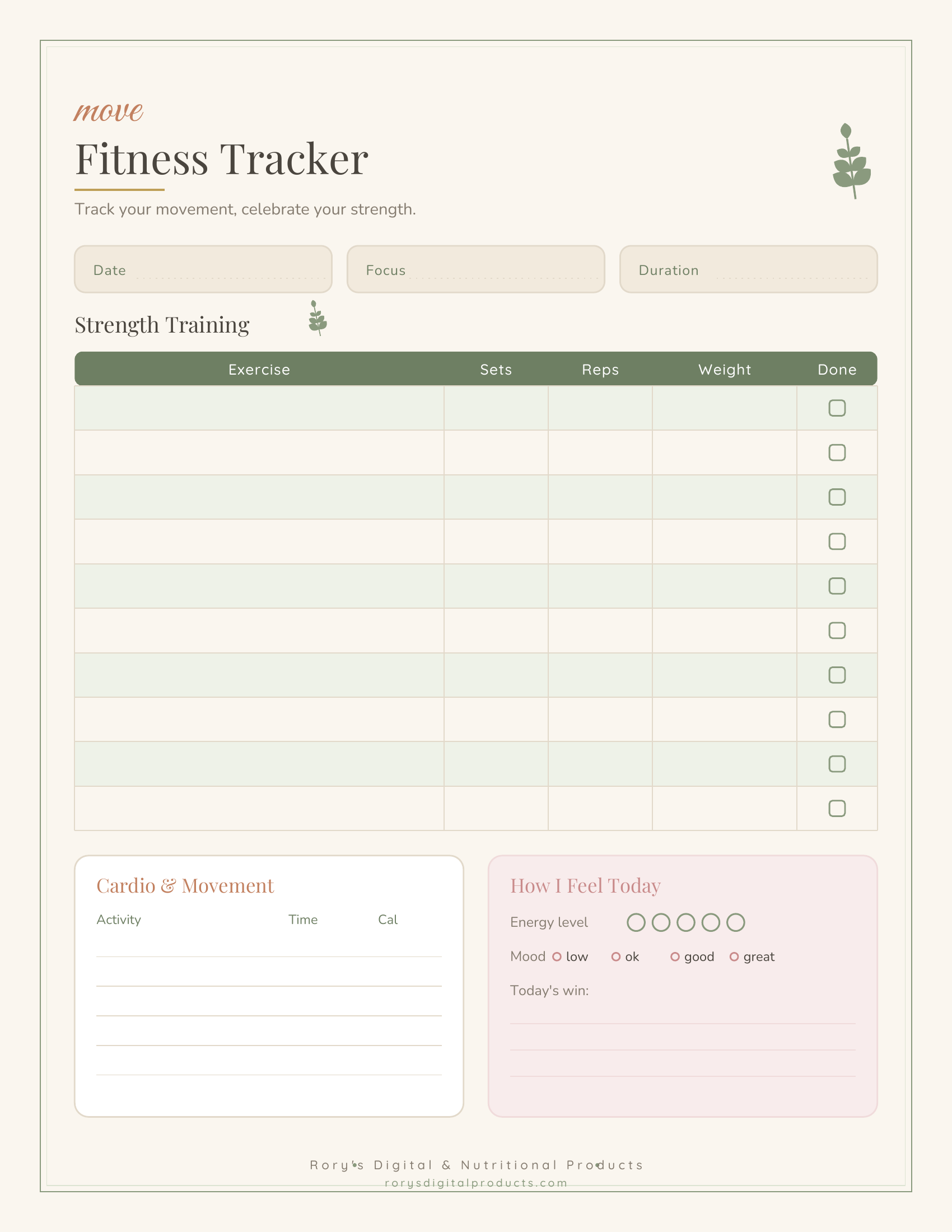 Wellness Self-Care Planner — fitness tracker