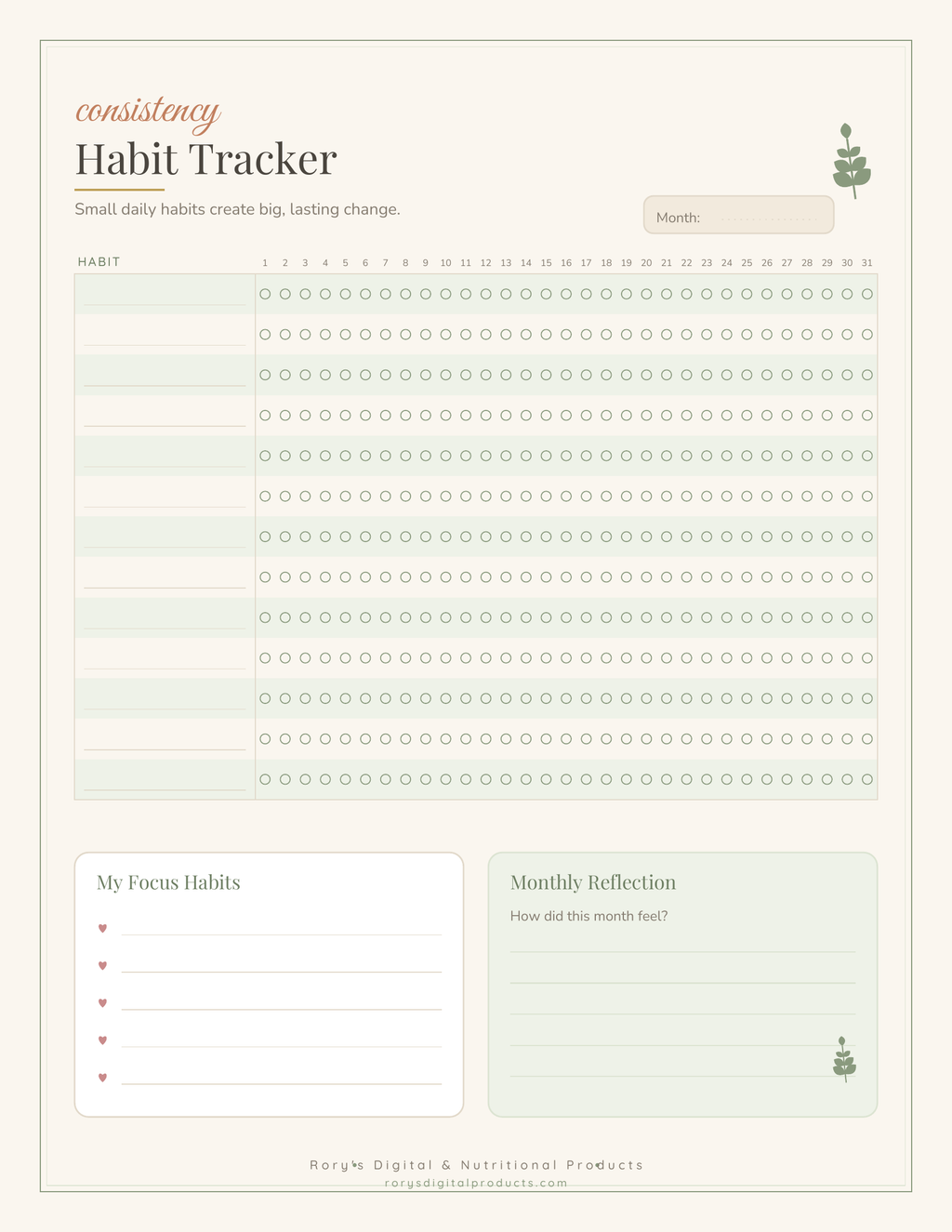 Wellness Self-Care Planner — habit tracker