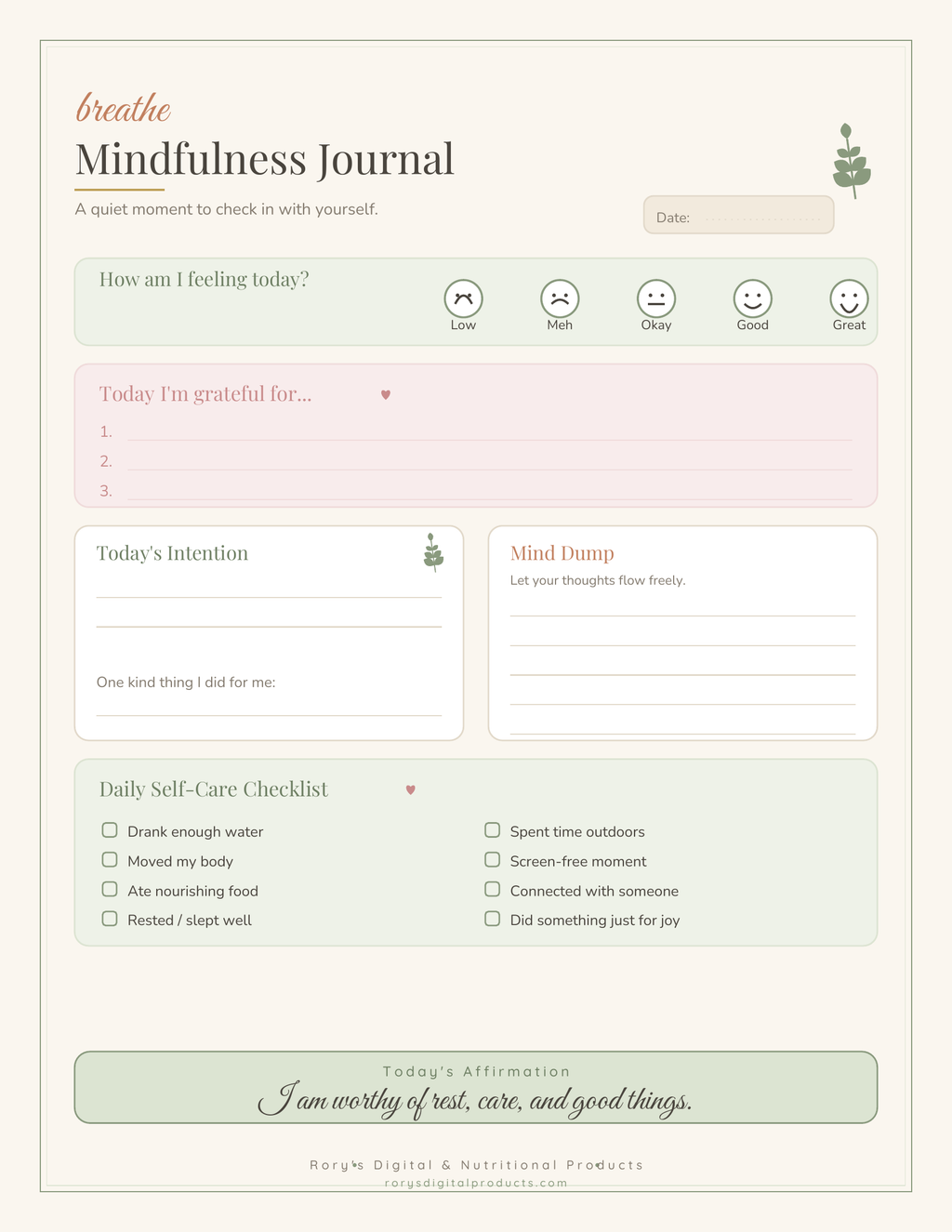 Wellness Self-Care Planner — mindfulness journal