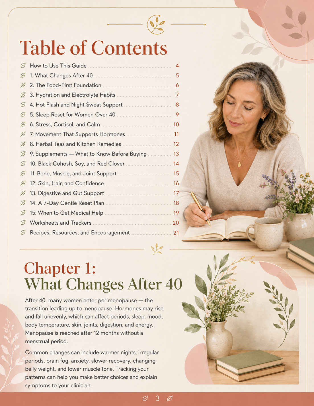 Sample pages from the Natural Remedies for Women Over 40 guide
