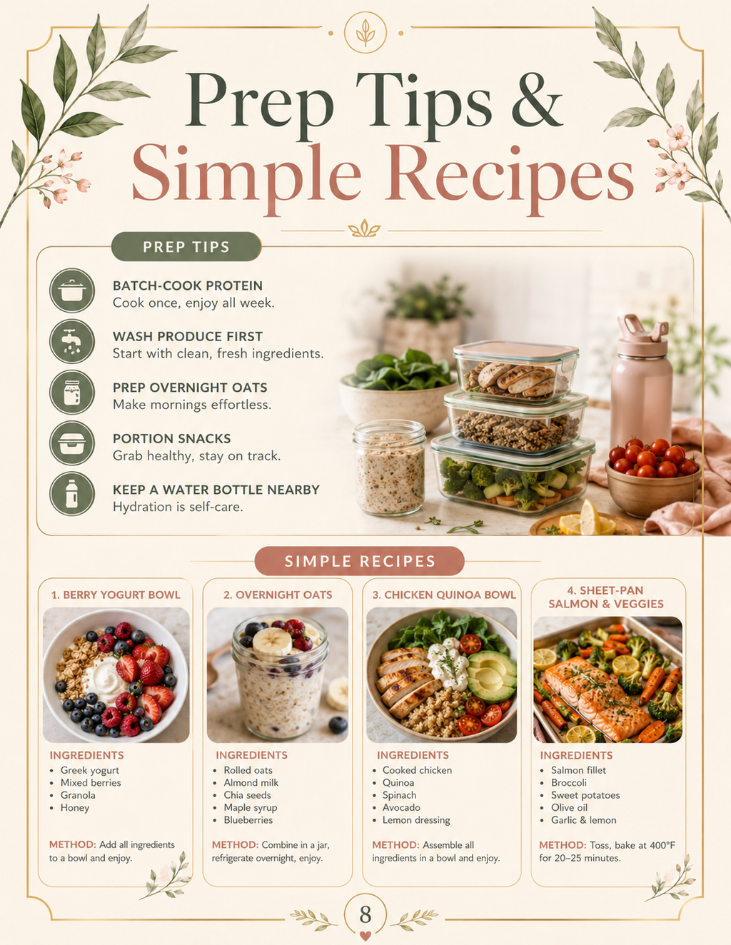Day 6 meal plan page with balanced meal ideas