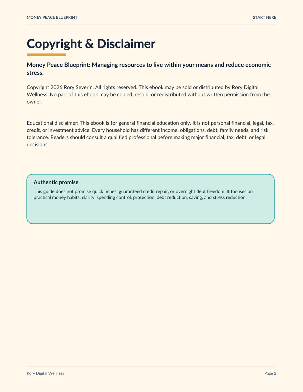 Money Peace Blueprint ebook preview page 2