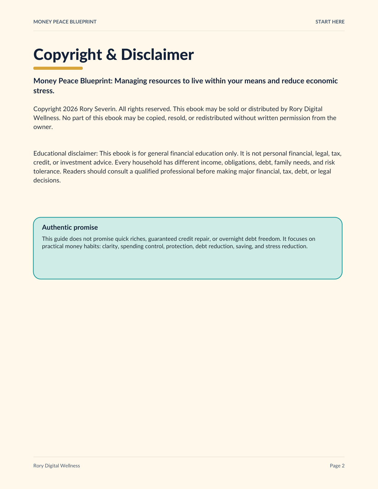 Money Peace Blueprint ebook preview page 2
