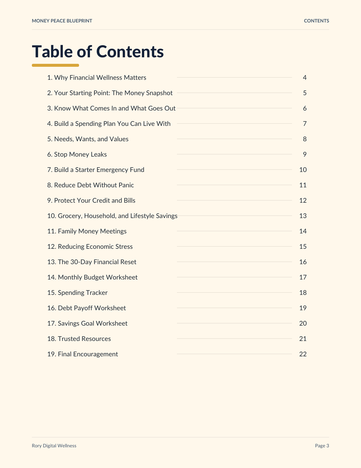 Money Peace Blueprint ebook preview page 3