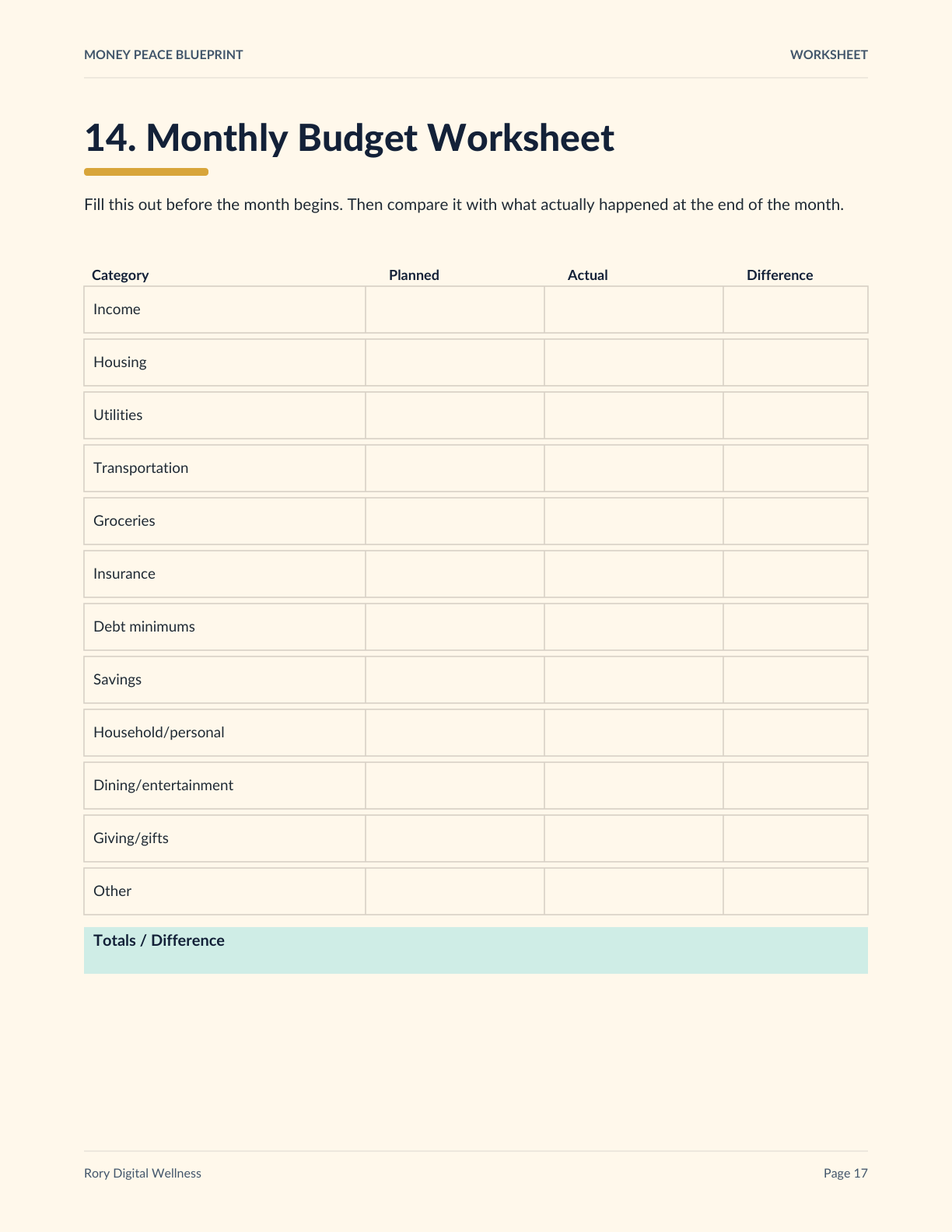 Money Peace Blueprint