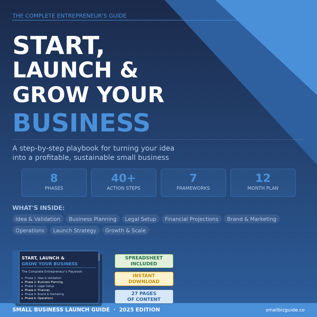 Small Business Launch Toolkit — 7-Tab Interactive Spreadsheet Guide